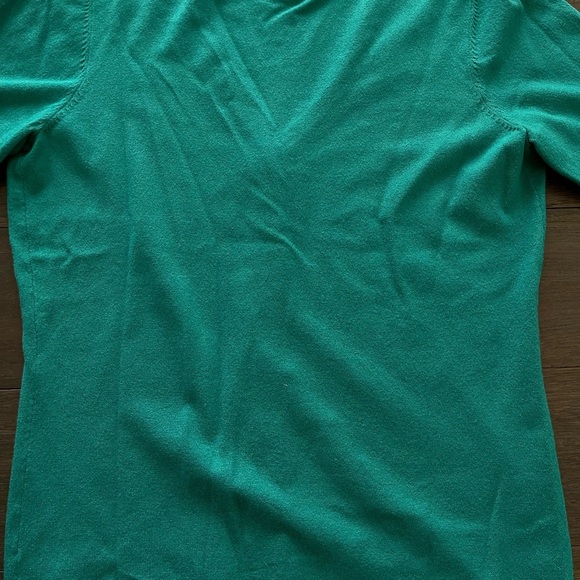 Ann Taylor Teal V-Neck Cotton Button Up Cardigan Size Med Business Casual Office - Picture 6 of 7